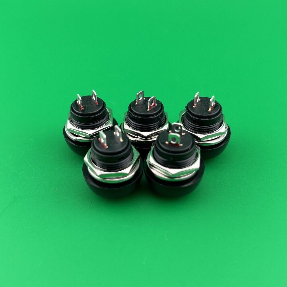 5pcs PBS-33B 12mm Momentary Push Button Switch Round Black Waterproof SPST